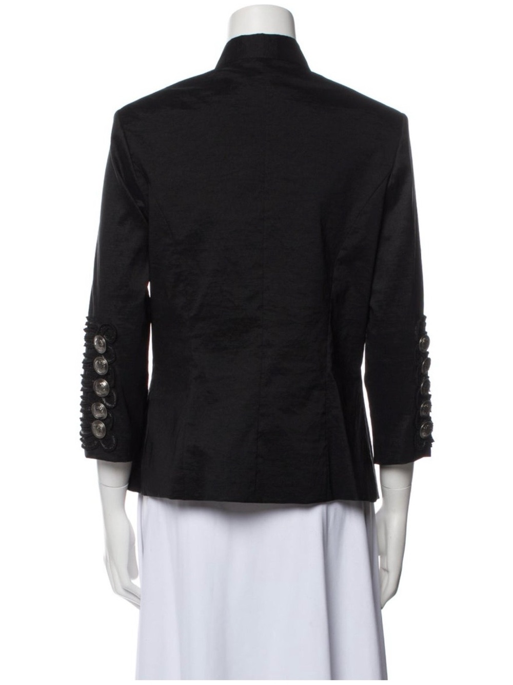 Black Military-Style Embellished Jacket by Jovani - Picture 4 of 7